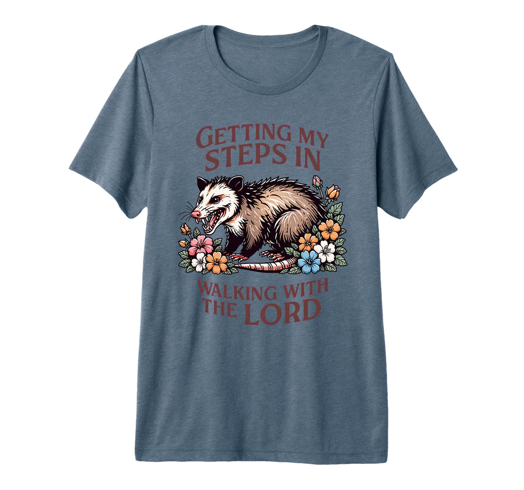 Getting My Steps Walking Lord Opossum Tri T-Shirt - Novelty Apparel Unisex - T-Shirt, Sweatshirt, Hoodie