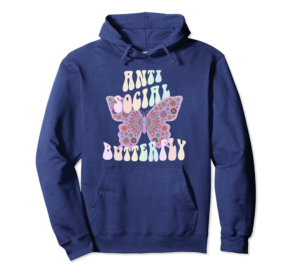 Funny Anti Social Butterfly Club Shy Hoodie - Trendy Graphic Men Women - T-Shirt, Sweatshirt, Hoodie