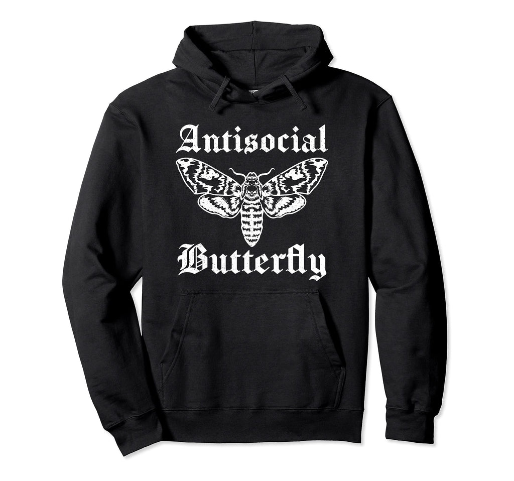 Antisocial Butterfly Introvert Skull Hoodie - Streetwear Style for Adults - T-Shirt, Sweatshirt, Hoodie