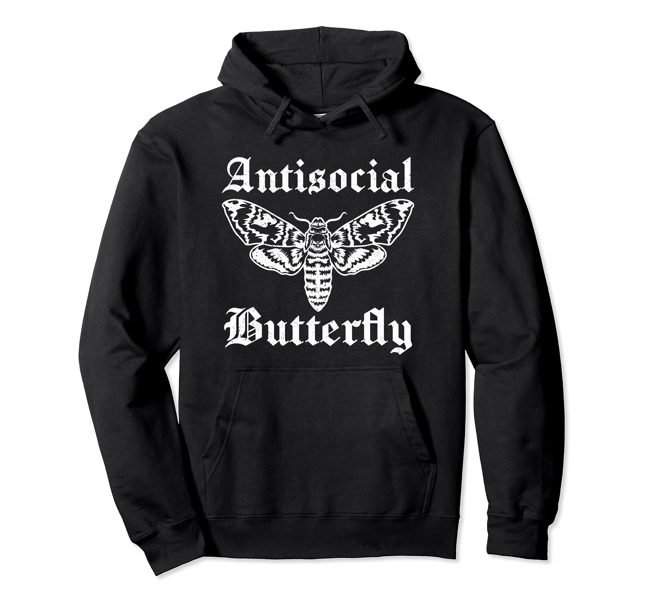 Antisocial Butterfly Introvert Skull Hoodie - Streetwear Style for Adults - T-Shirt, Sweatshirt, Hoodie