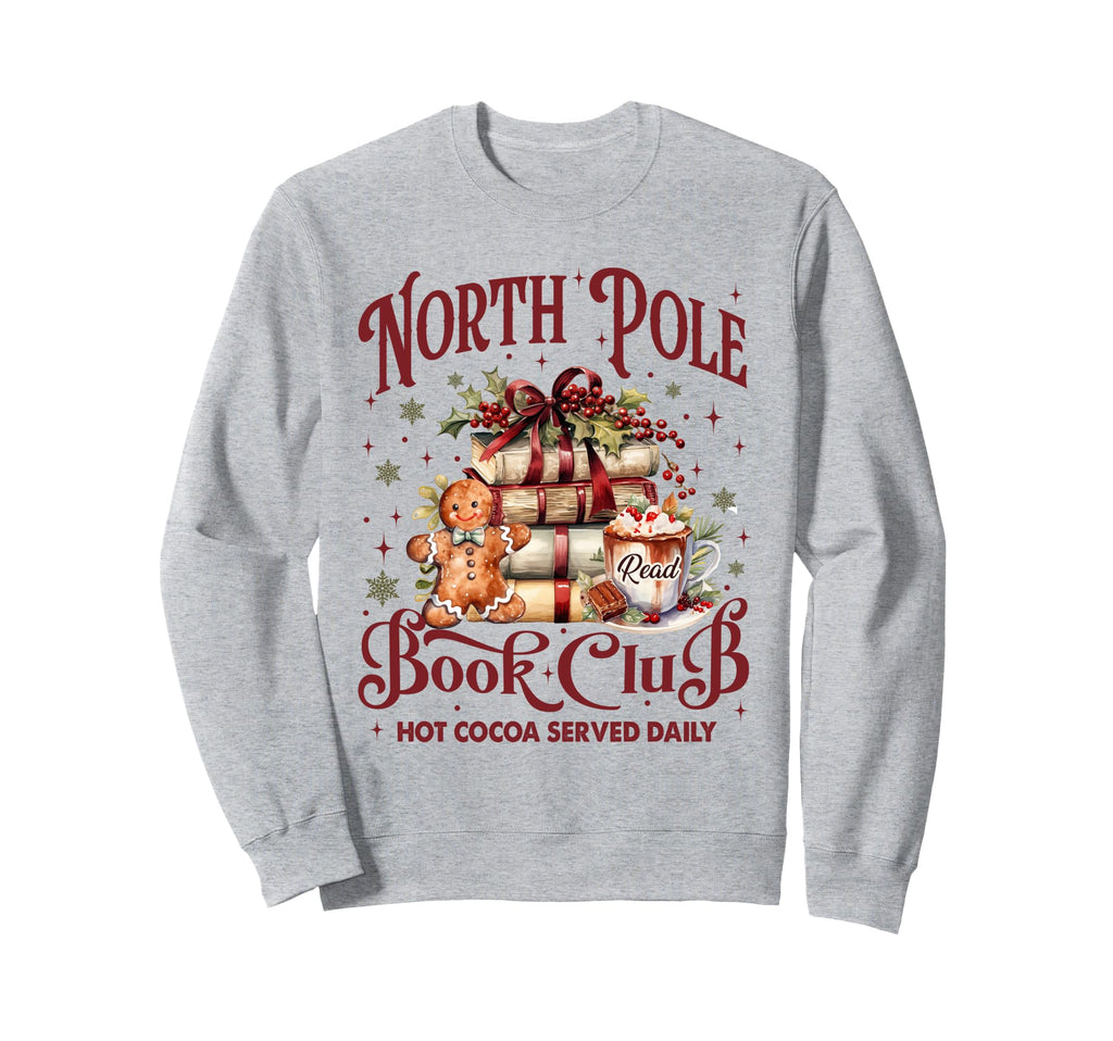 North Pole Book Club Hot Cocoa Book Sweatshirt - Graphic Print for Adults - T-Shirt, Sweatshirt, Hoodie