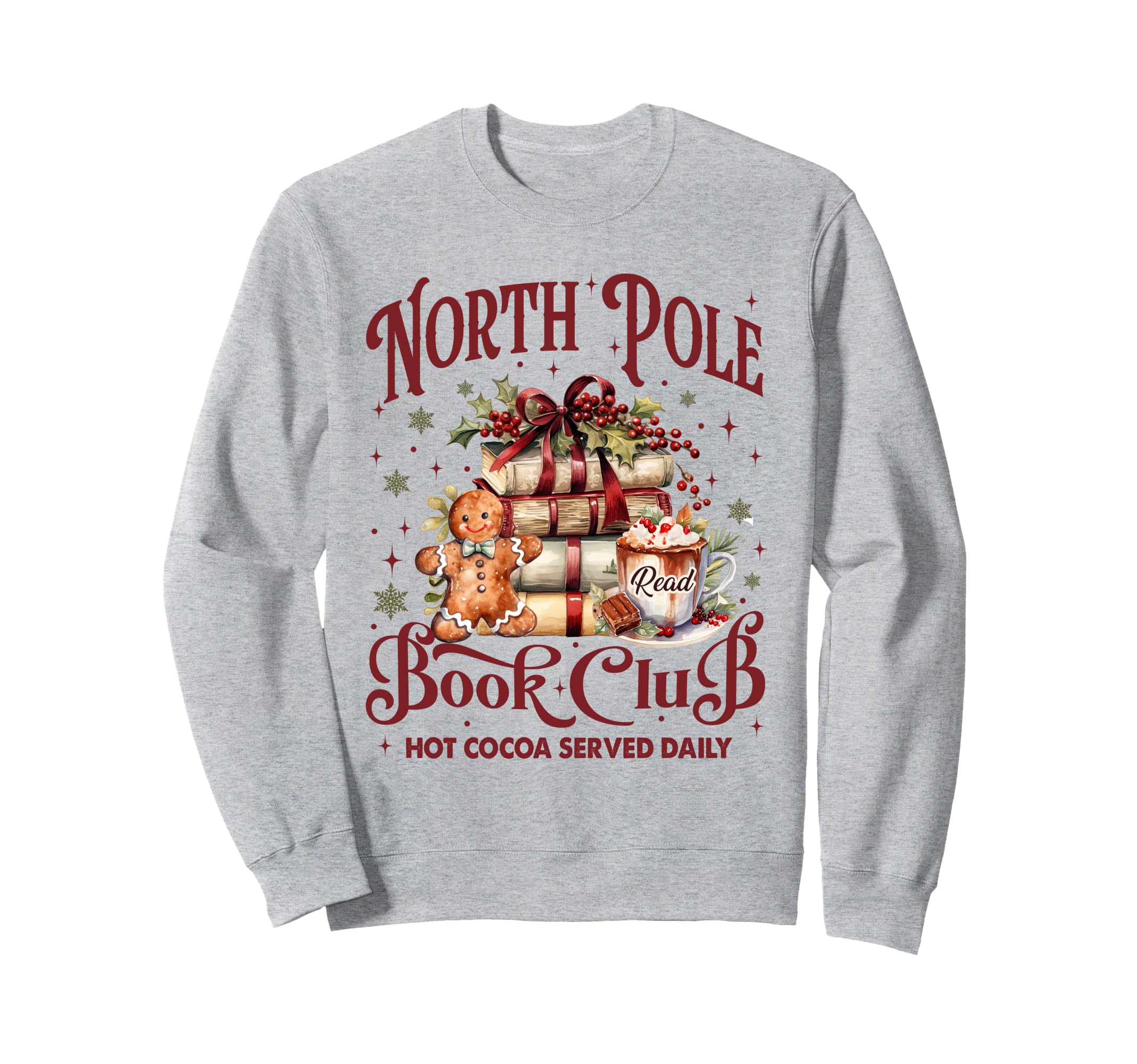 North Pole Book Club Hot Cocoa Book Sweatshirt - Graphic Print for Adults - T-Shirt, Sweatshirt, Hoodie