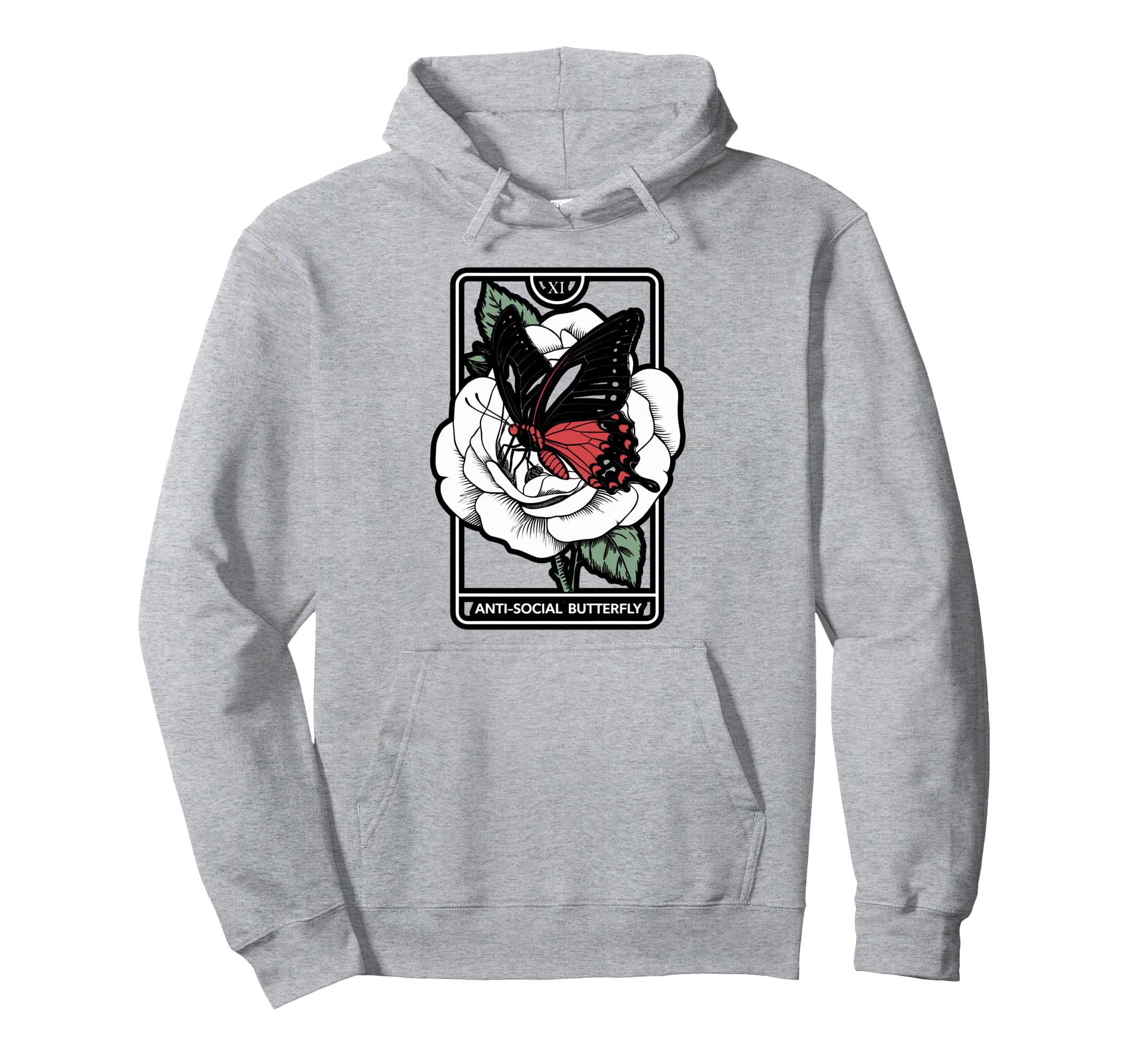 Anti Social Butterfly Gothic Tarot Hoodie - Unique Graphic Unisex - T-Shirt, Sweatshirt, Hoodie
