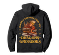 Easily Distracted Dragons And Books Hoodie - Graphic Print Men Women - T-Shirt, Sweatshirt, Hoodie