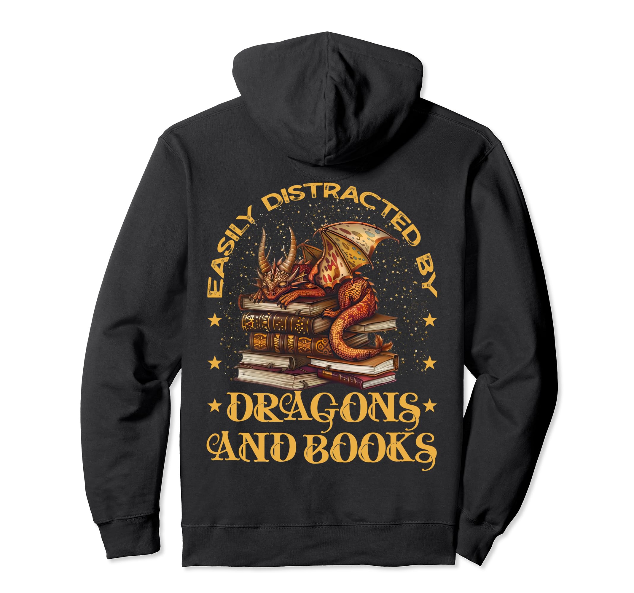 Easily Distracted Dragons And Books Hoodie - Graphic Print Men Women - T-Shirt, Sweatshirt, Hoodie