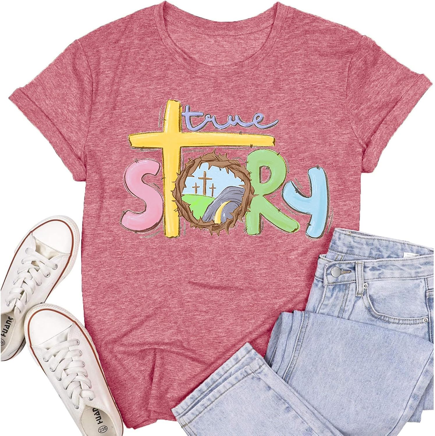 Easter Shirts for Women Christian Easter Tshirts True Story Religious Cross Tee Tops Unisex T-shirt, Sweatshirt, Hoodie, Long Sleeve Tee - T-Shirt, Sweatshirt, Hoodie
