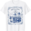 Blue Toile Tea Party Spilling The Tea Since 1773 Patriotic T-Shirt Unisex T-shirt, Sweatshirt, Hoodie, Long Sleeve Tee - T-Shirt, Sweatshirt, Hoodie