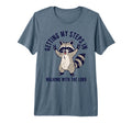 Getting My Steps Walking Lord Raccoon Tri T-Shirt - Unique Graphic Unisex - T-Shirt, Sweatshirt, Hoodie