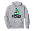 Dragon Reading Book Worm Nerd School Read Hoodie - Unique Graphic Unisex - T-Shirt, Sweatshirt, Hoodie