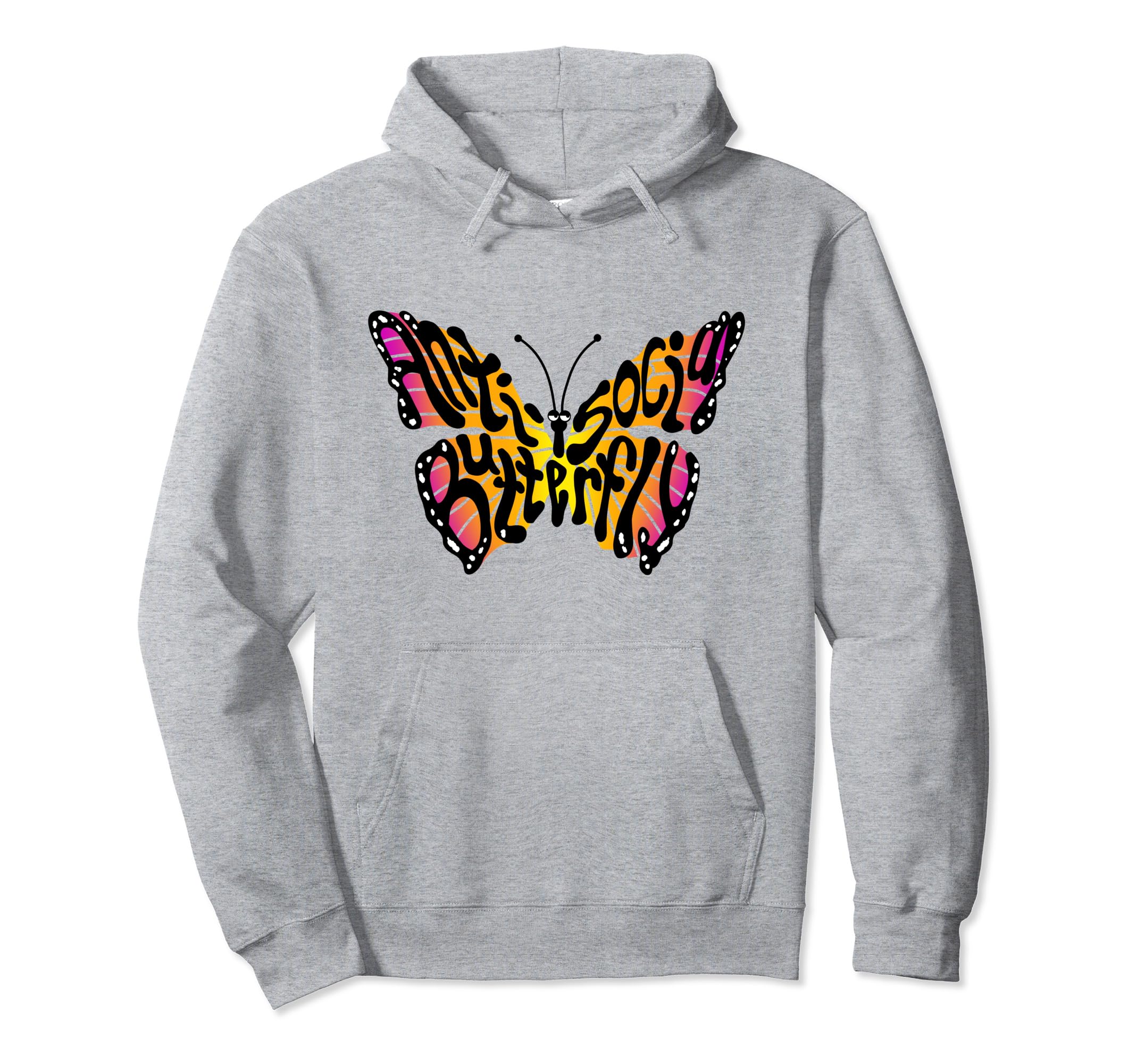 Anti Social Butterfly Beautiful Hoodie - Trendy Graphic for Adults - T-Shirt, Sweatshirt, Hoodie