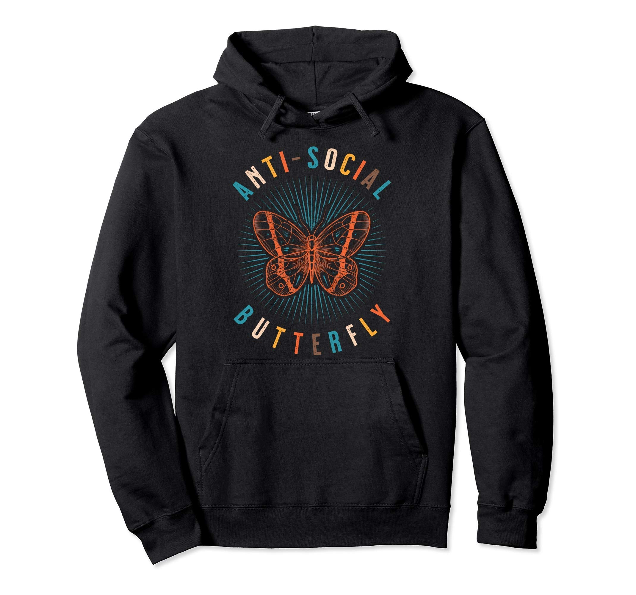 Anti Social Butterfly Shy Hoodie - Minimalist Print Men Women - T-Shirt, Sweatshirt, Hoodie