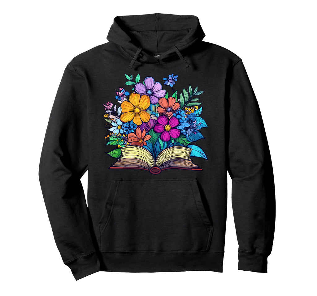 Floral Book Lover Open Book Wildflower Hoodie - Unique Graphic for Adults - T-Shirt, Sweatshirt, Hoodie