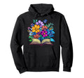 Floral Book Lover Open Book Wildflower Hoodie - Unique Graphic for Adults - T-Shirt, Sweatshirt, Hoodie