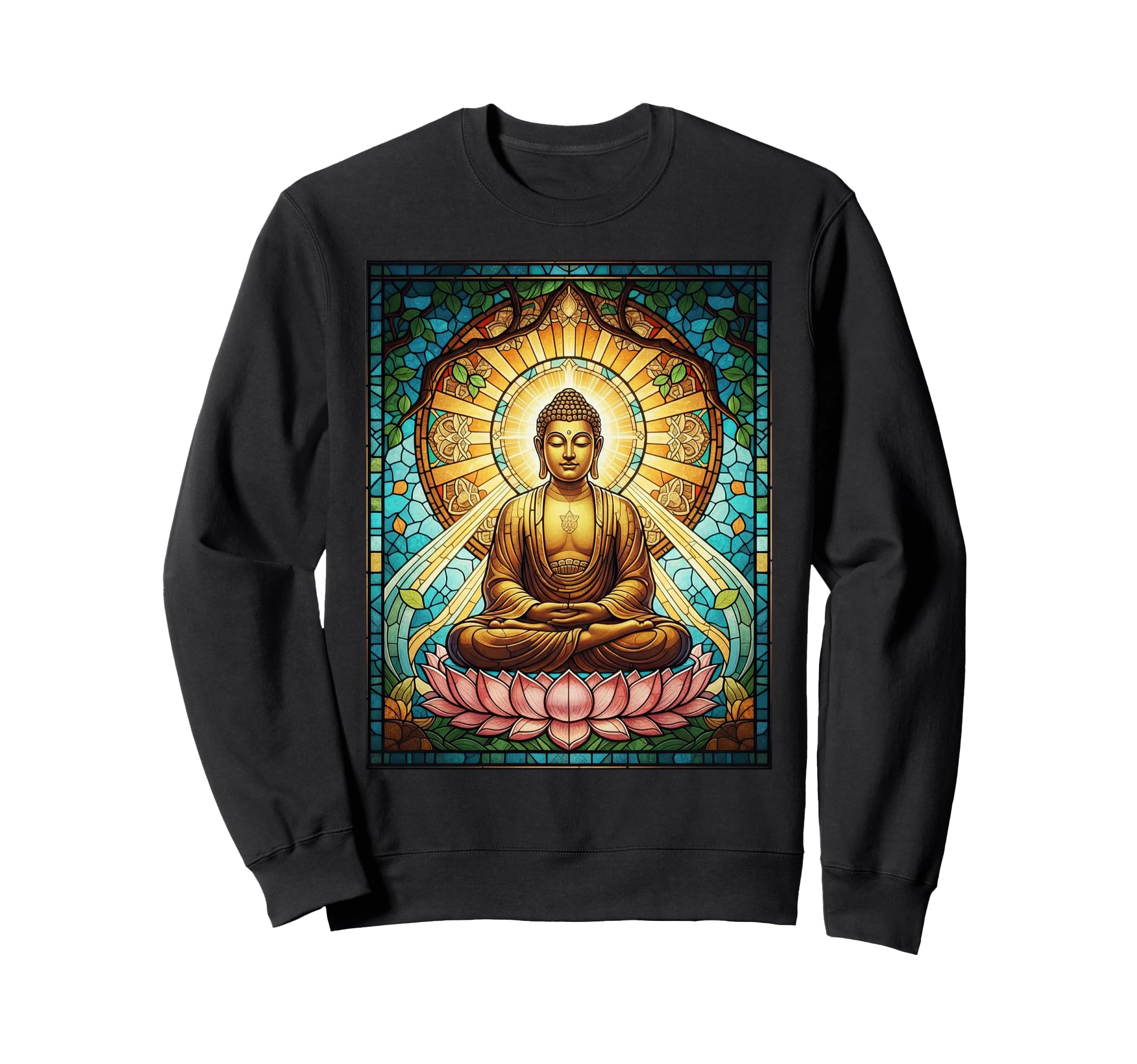 Stained Glass Buddha Zen Buddhism Sweatshirt - Fun Novelty Design Unisex - T-Shirt, Sweatshirt, Hoodie