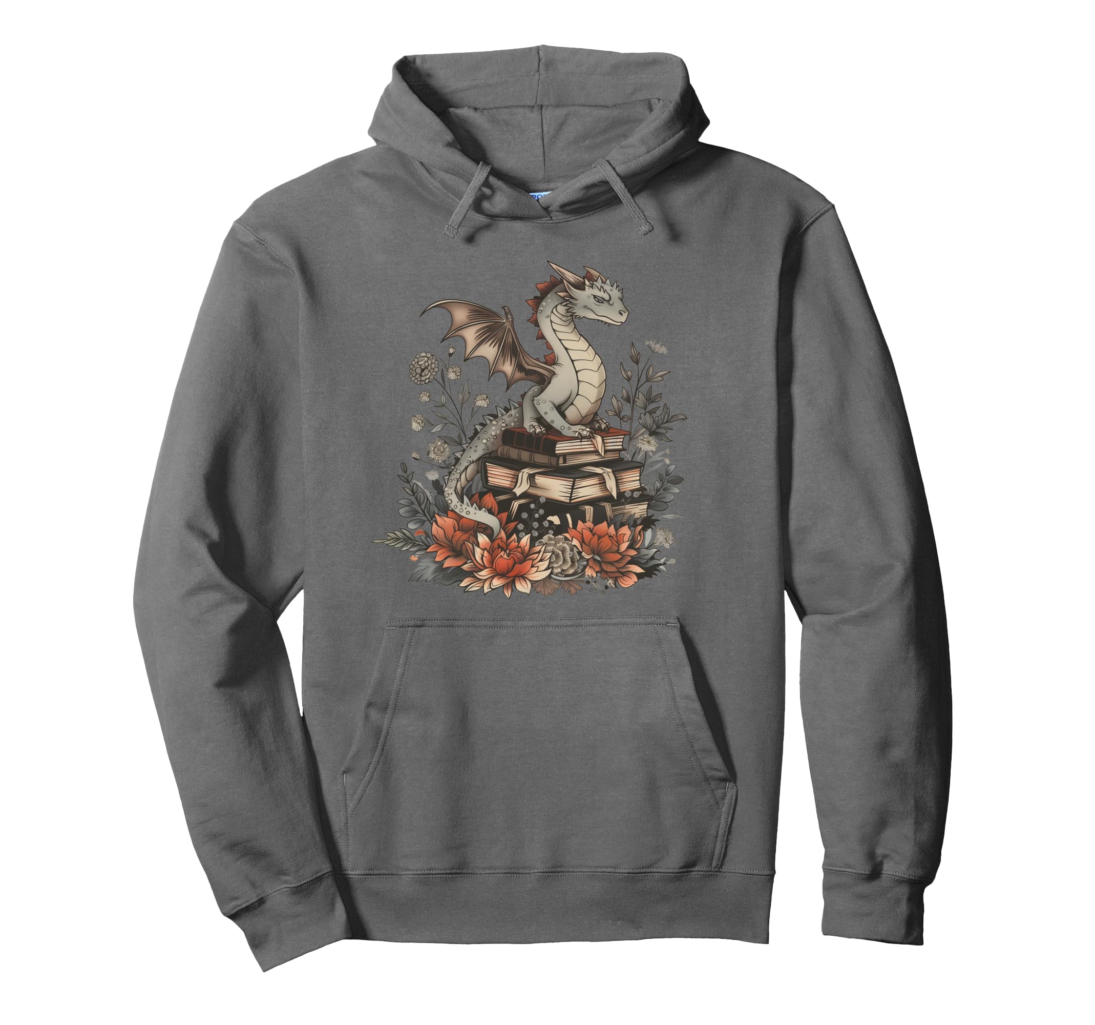 Book Lover Dragon Wildflower Floral Hoodie - Novelty Apparel Unisex - T-Shirt, Sweatshirt, Hoodie