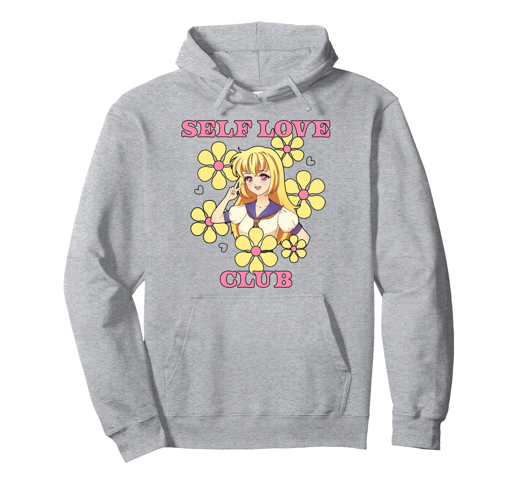 Anime Self Love Club Floral Hoodie - Graphic Print Unisex - T-Shirt, Sweatshirt, Hoodie