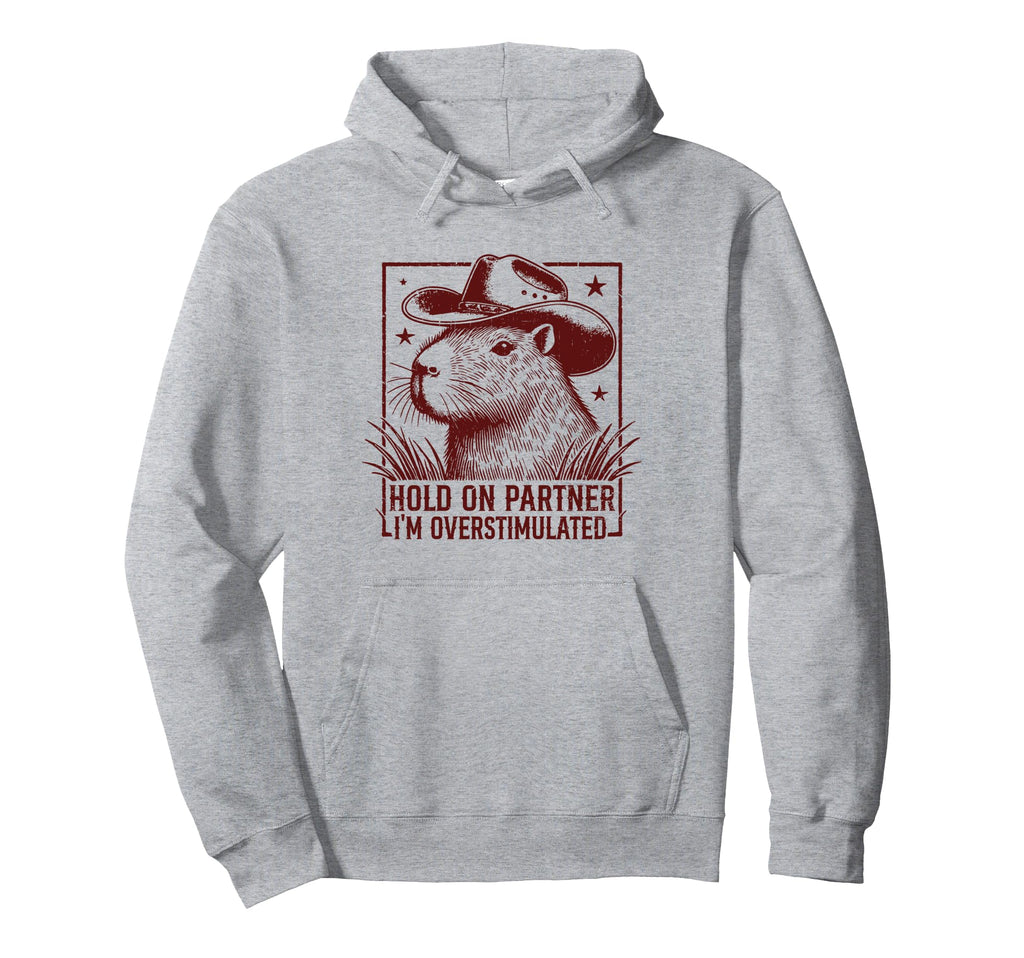 Funny Cowboy Capybara Hold Partner Im Hoodie - Aesthetic Graphic Men Women - T-Shirt, Sweatshirt, Hoodie