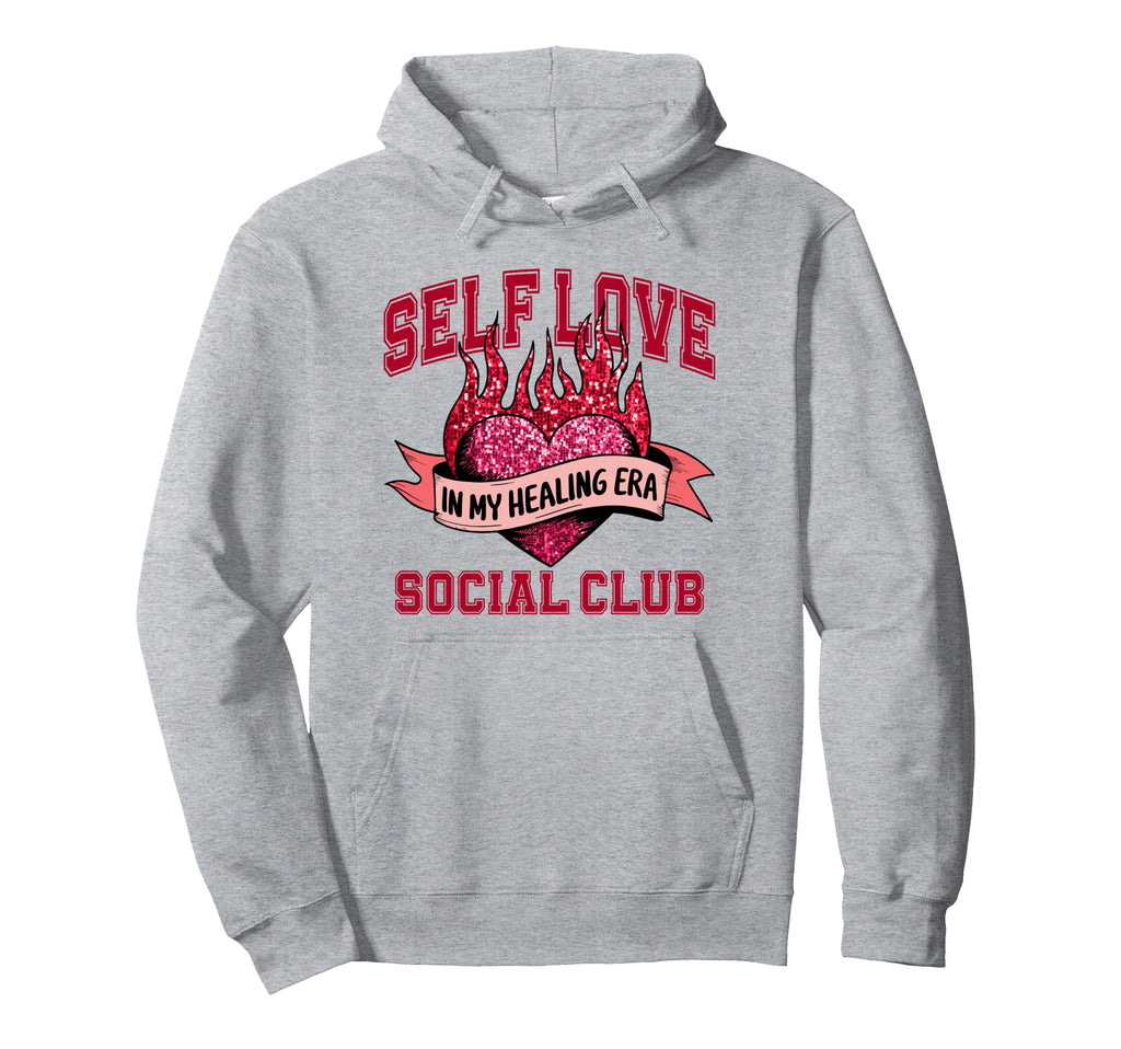 Self Love Social Club Red Heart Hoodie - Streetwear Style Unisex - T-Shirt, Sweatshirt, Hoodie