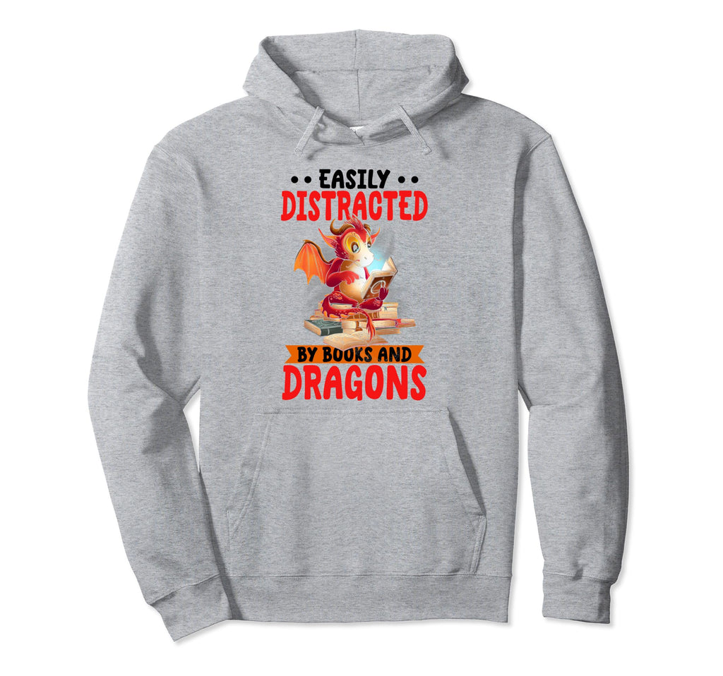 Book Nerd Easily Distracted Books Hoodie - Fun Novelty Design Men Women - T-Shirt, Sweatshirt, Hoodie