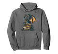 Book Lover Dragon Reading Fantasy Hoodie - Casual Everyday Wear Men Women - T-Shirt, Sweatshirt, Hoodie
