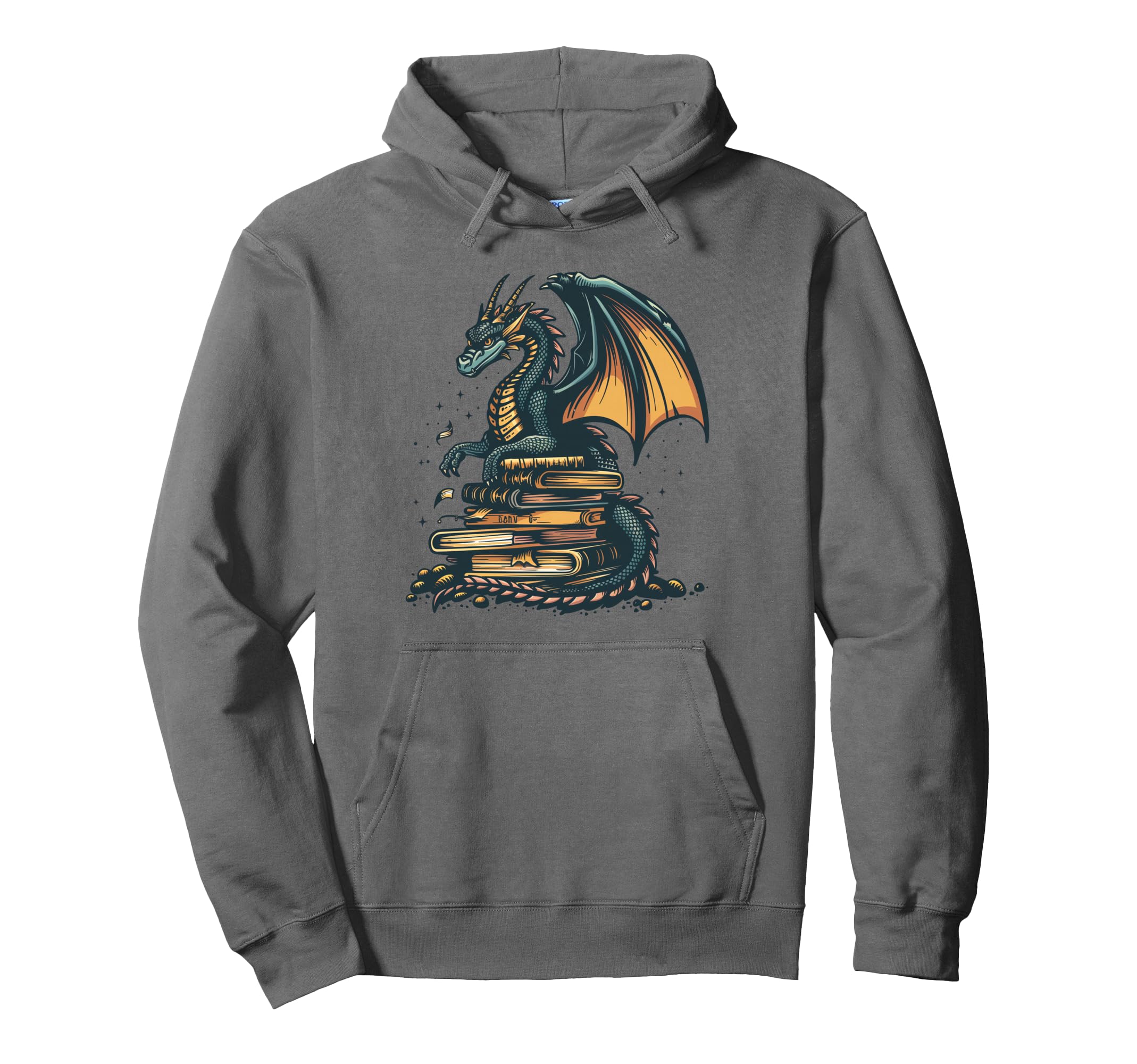 Book Lover Dragon Reading Fantasy Hoodie - Casual Everyday Wear Men Women - T-Shirt, Sweatshirt, Hoodie
