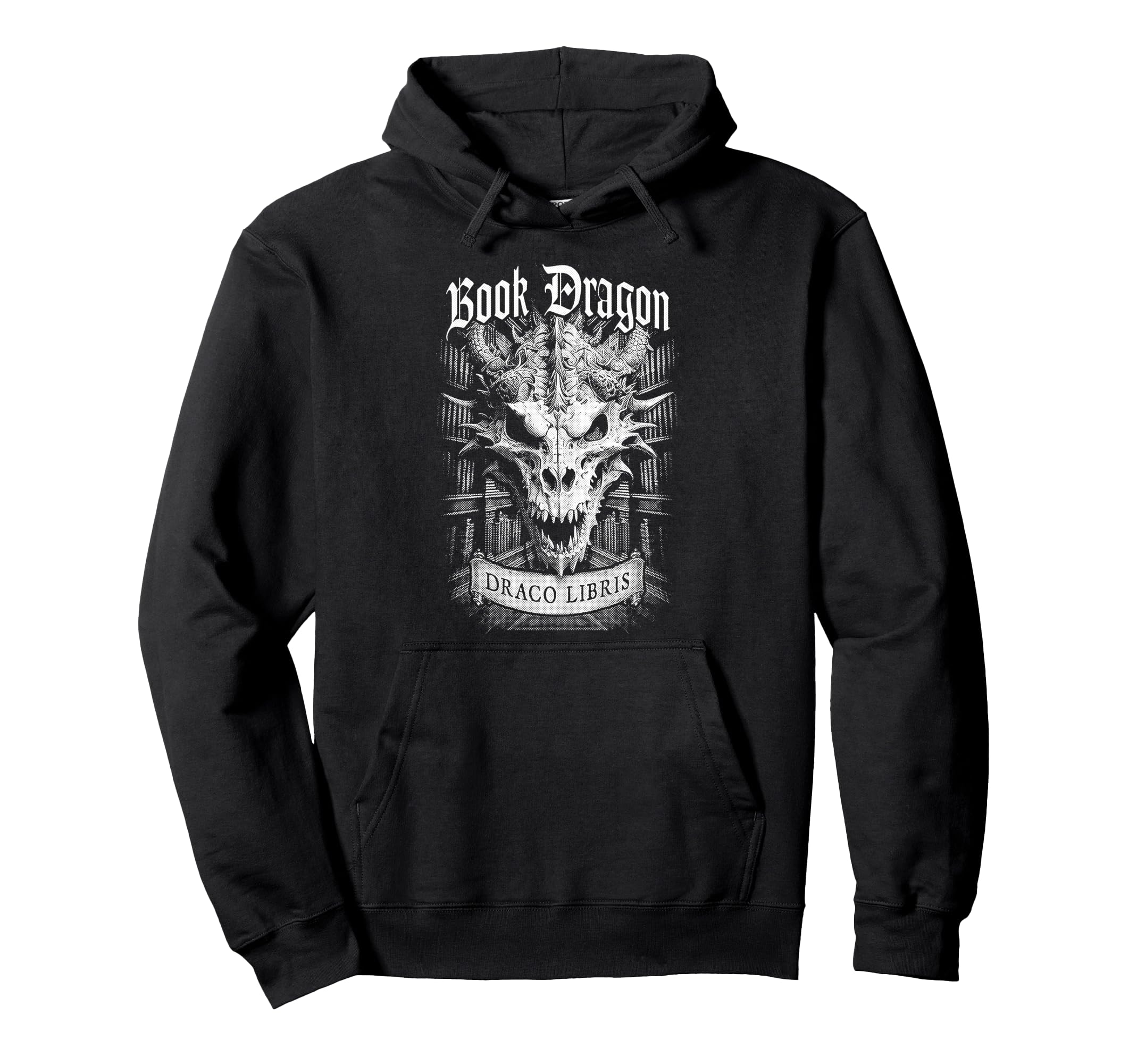 Gothic Book Dragon Skull Bookish Hoodie - Novelty Apparel for Adults - T-Shirt, Sweatshirt, Hoodie