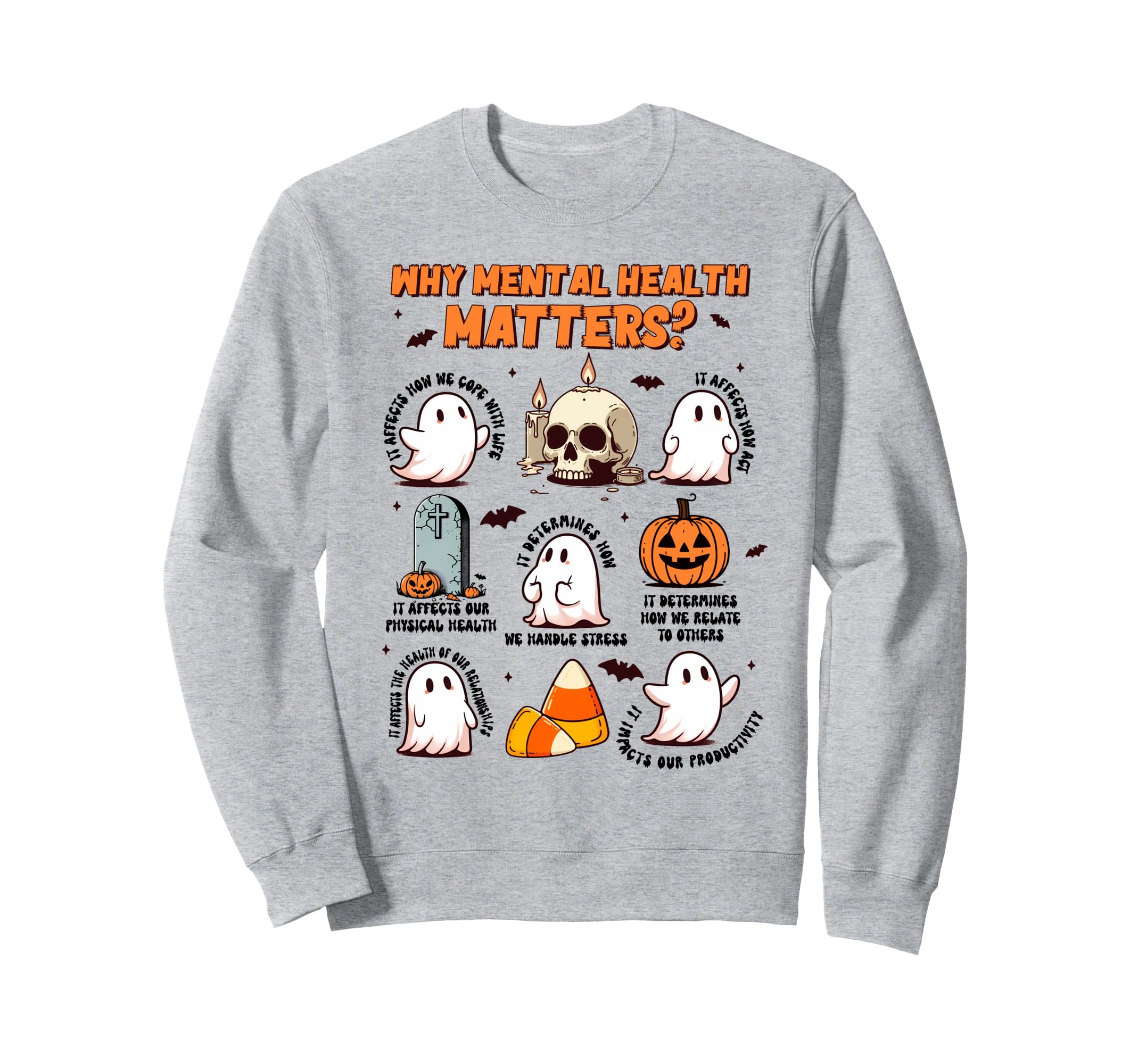 Halloween Vibes Boo Mental Health Sweatshirt - Novelty Apparel Men Women - T-Shirt, Sweatshirt, Hoodie