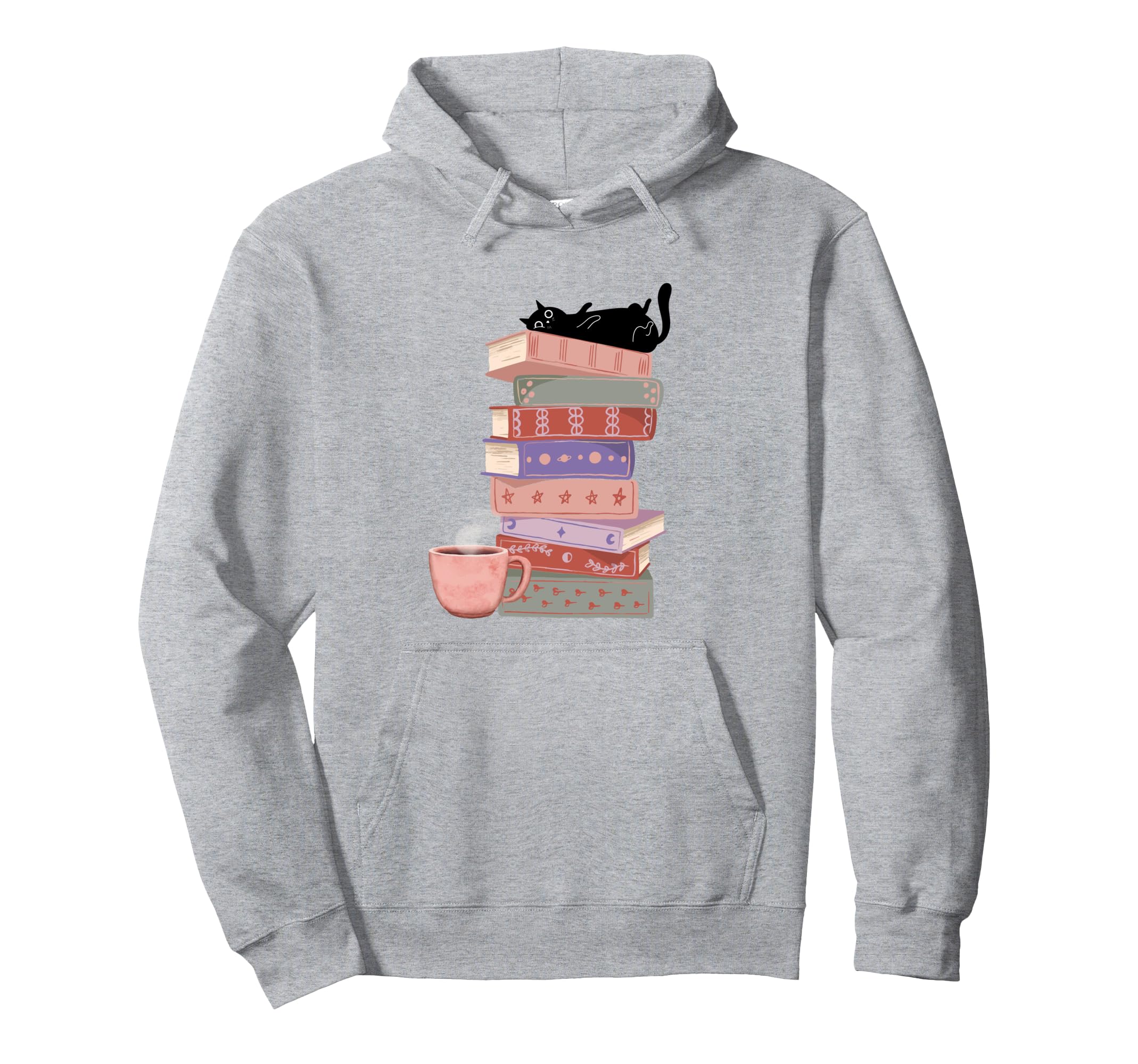 Funny Pet Books Cat Coffee Bookshelf Hoodie - Minimalist Print Unisex - T-Shirt, Sweatshirt, Hoodie