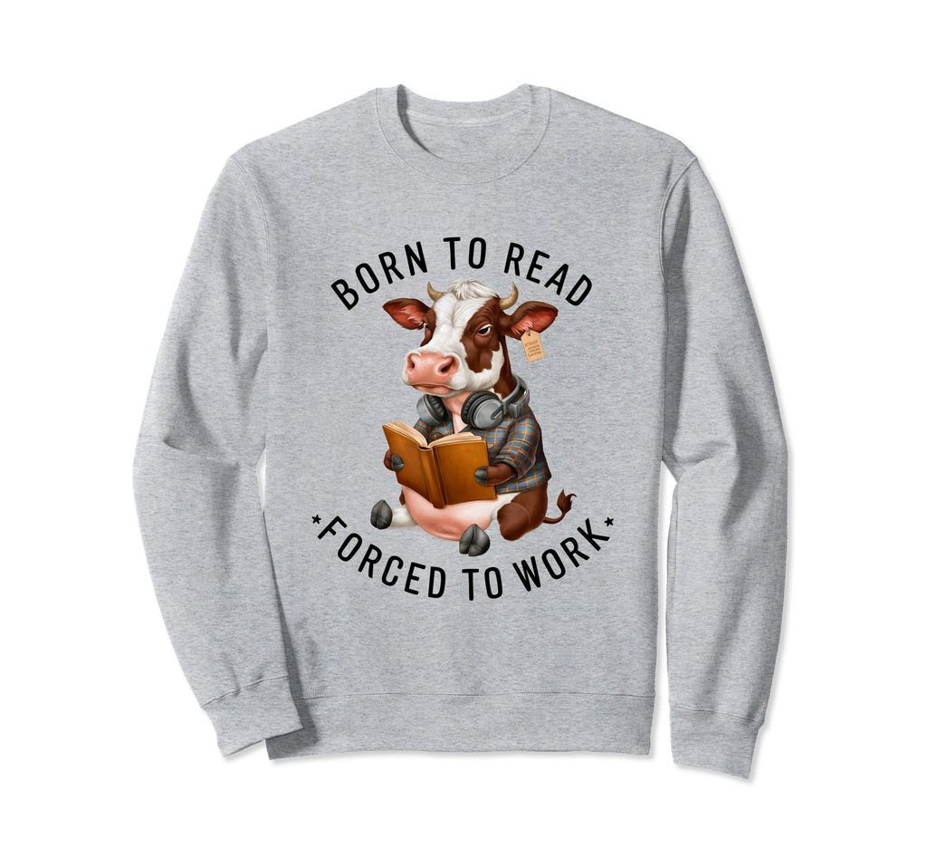 Funny Cow Wearing Headphones Reading Sweatshirt - Streetwear Style Unisex - T-Shirt, Sweatshirt, Hoodie