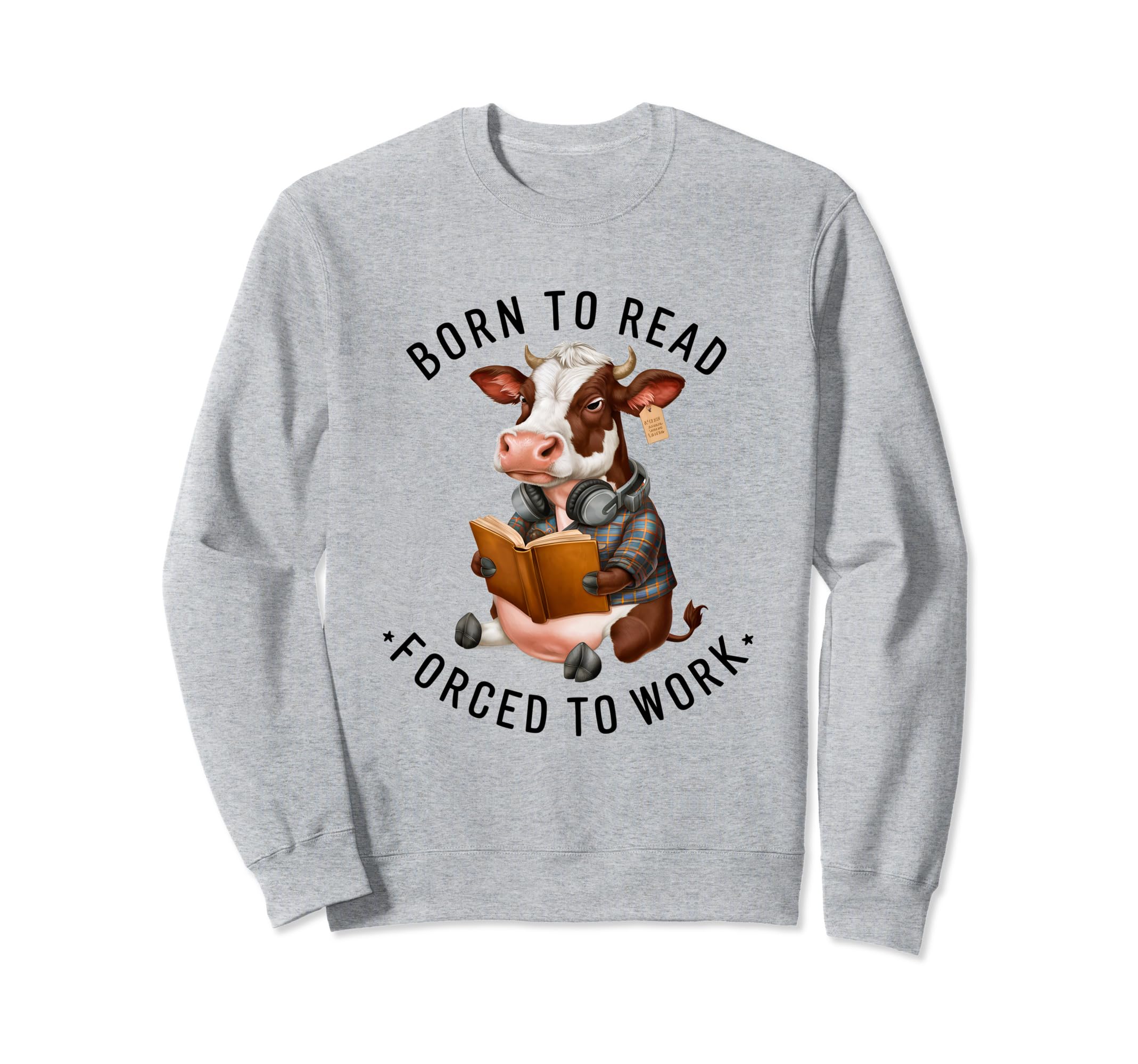 Funny Cow Wearing Headphones Reading Sweatshirt - Streetwear Style Unisex - T-Shirt, Sweatshirt, Hoodie