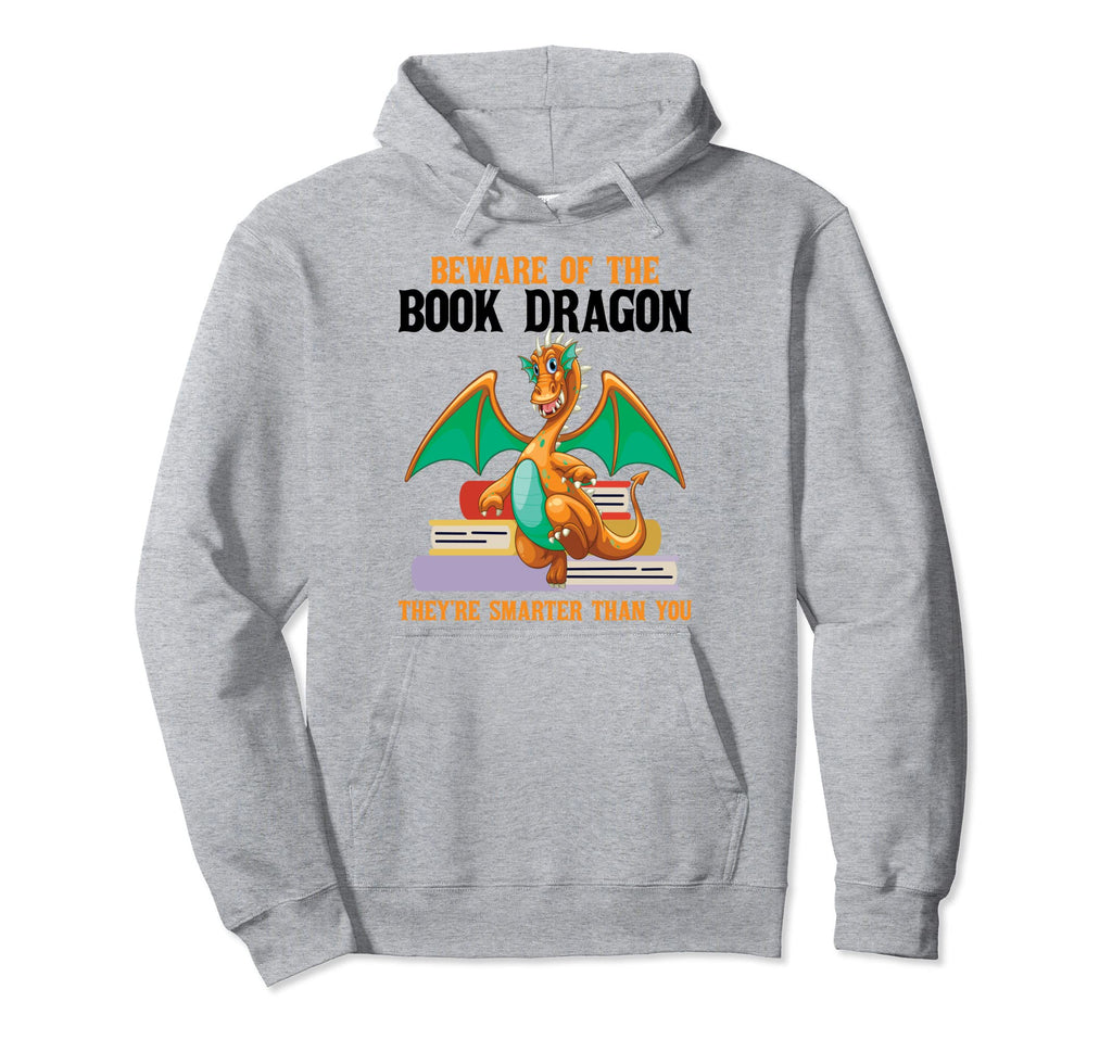 Beware Book Dragon Reading Book Hoodie - Custom Art Print Unisex - T-Shirt, Sweatshirt, Hoodie