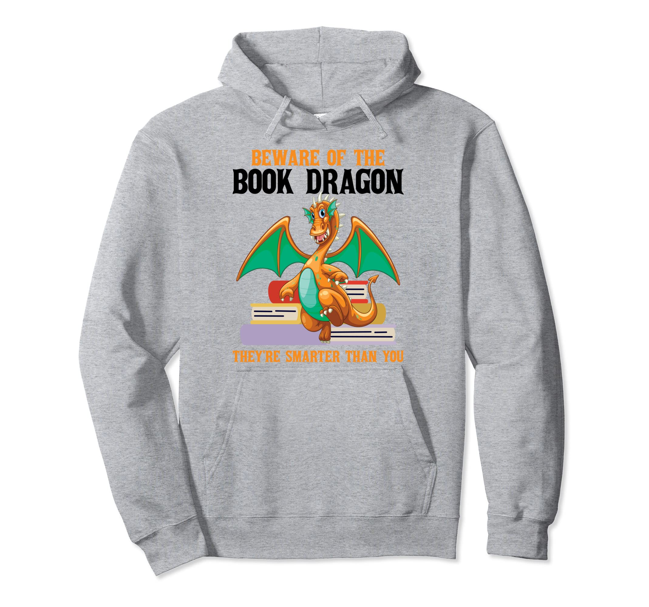 Beware Book Dragon Reading Book Hoodie - Custom Art Print Unisex - T-Shirt, Sweatshirt, Hoodie