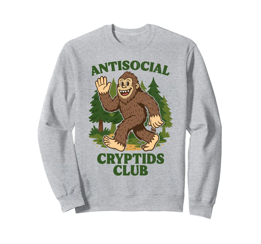 Antisocial Cryptids Club Bigfoot Mascot Sweatshirt - Trendy Graphic Unisex - T-Shirt, Sweatshirt, Hoodie