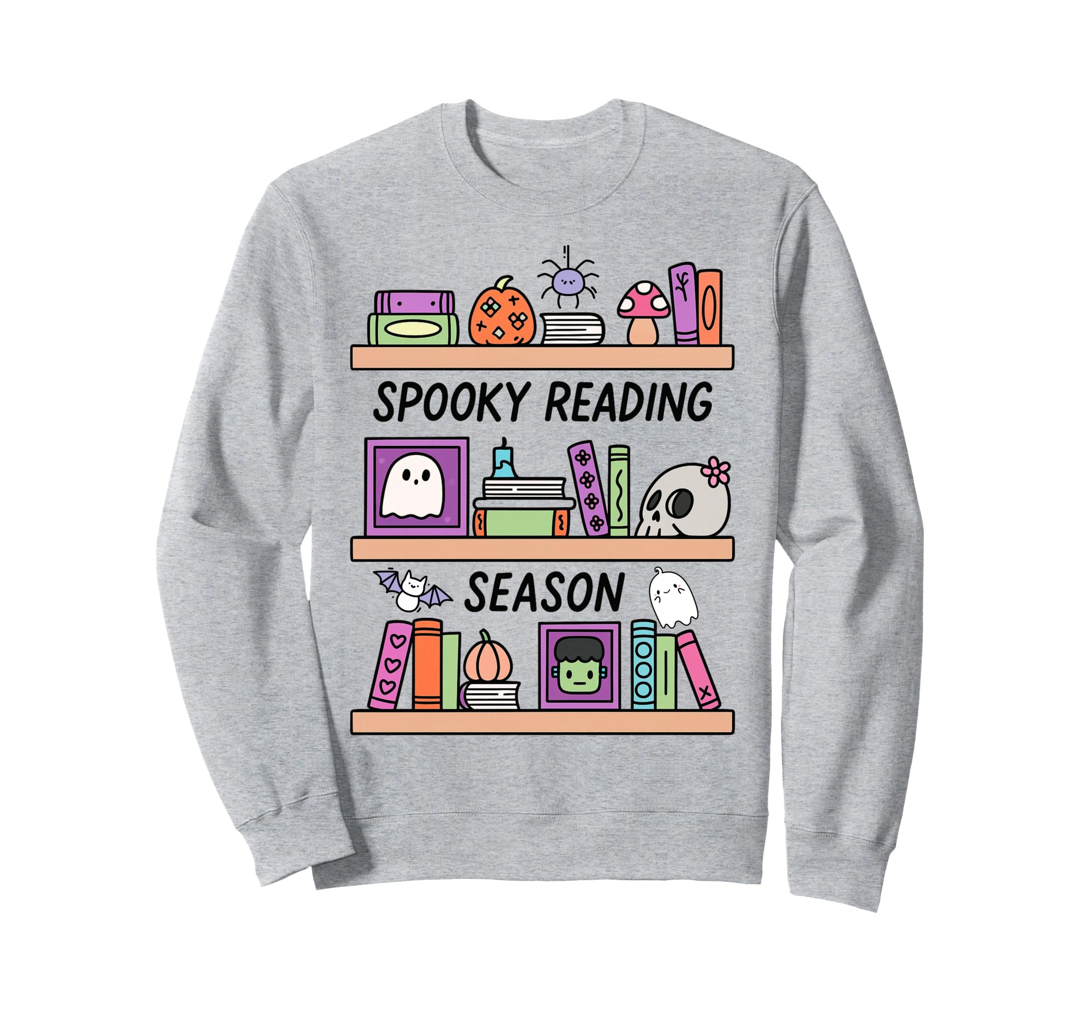 Book Lover Spooky Season Bookshelf Sweatshirt - Aesthetic Graphic Men Women - T-Shirt, Sweatshirt, Hoodie