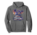Book Lover Dragon Reading Fantasy Bookworm Hoodie - Streetwear Style Unisex - T-Shirt, Sweatshirt, Hoodie