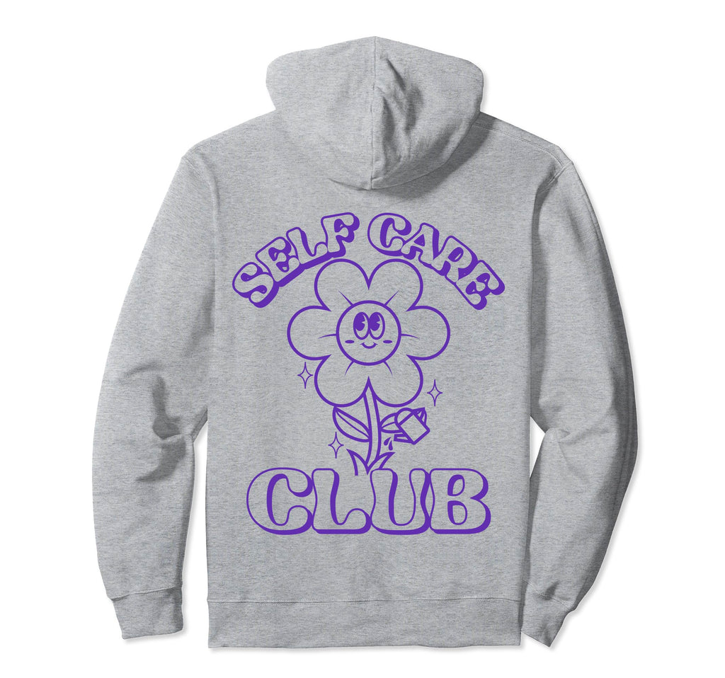 Self Care Club 90S Flower Self Love Hoodie - Fun Novelty Design for Adults - T-Shirt, Sweatshirt, Hoodie