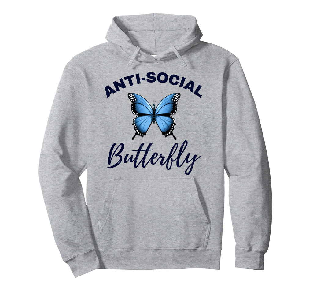 Anti Social Butterfly Funny Wallflower Hoodie - Graphic Print for Adults - T-Shirt, Sweatshirt, Hoodie