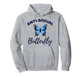 Anti Social Butterfly Funny Wallflower Hoodie - Graphic Print for Adults - T-Shirt, Sweatshirt, Hoodie