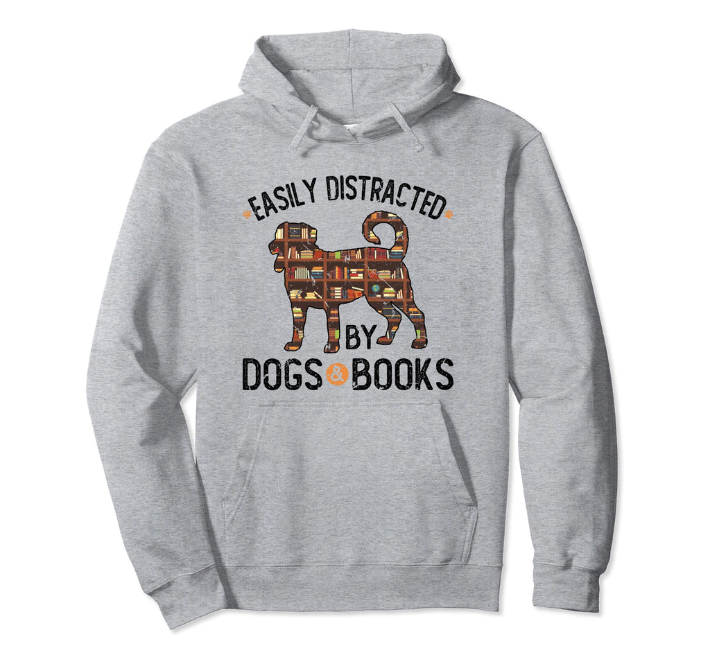 Reading Easily Distracted Dogs Books Hoodie - Custom Art Print Unisex - T-Shirt, Sweatshirt, Hoodie