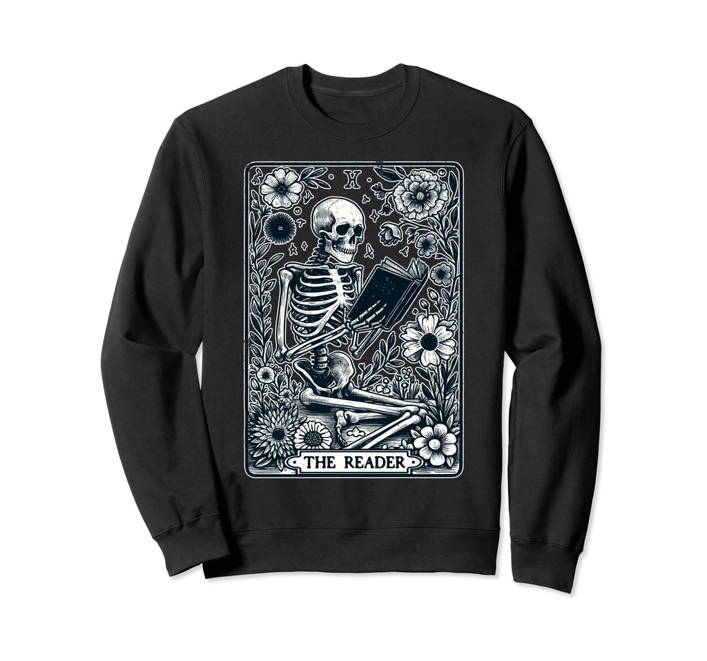 Reader Tarot Card Skeleton Reading Sweatshirt - Trendy Graphic for Adults - T-Shirt, Sweatshirt, Hoodie