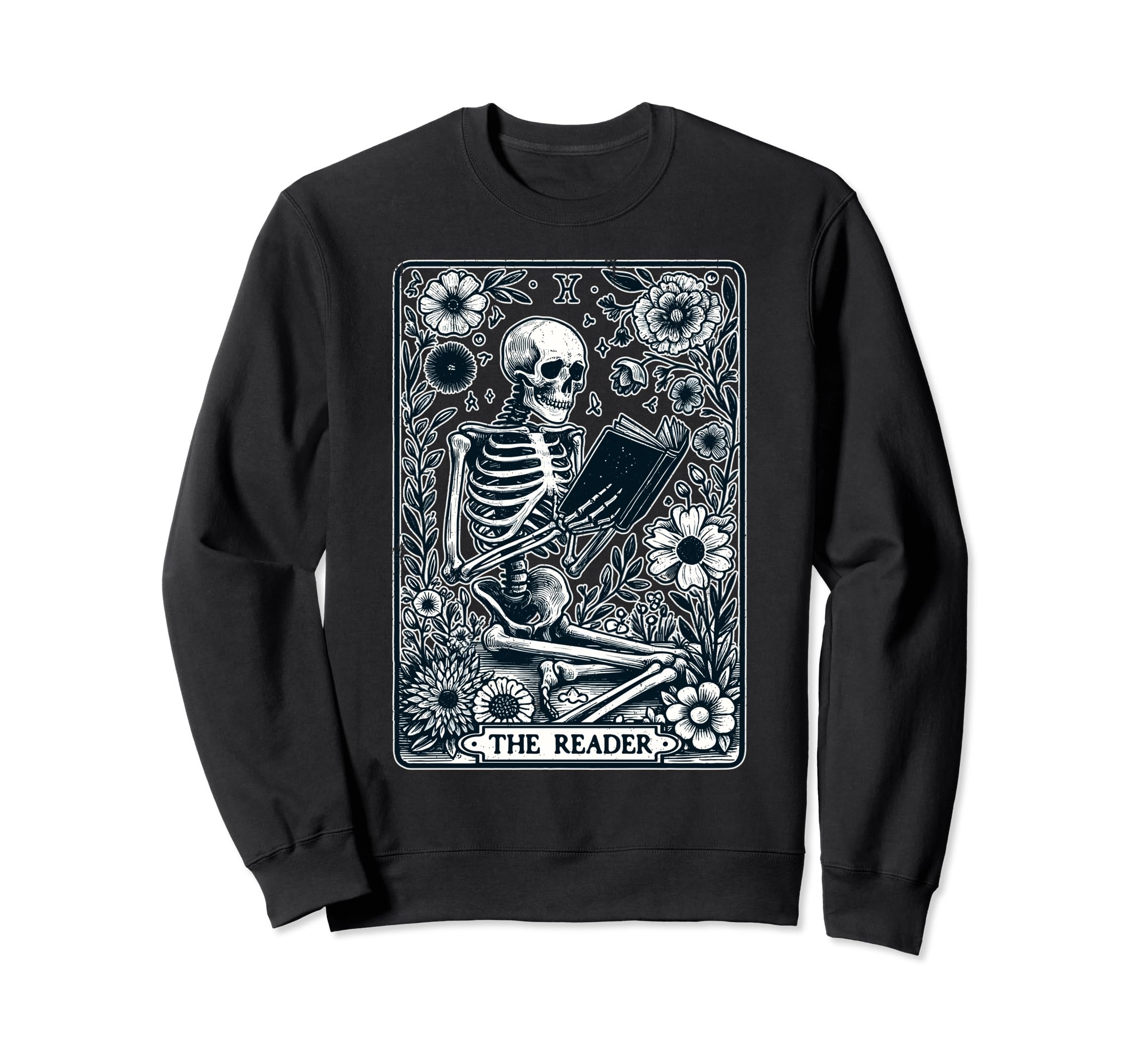 Reader Tarot Card Skeleton Reading Sweatshirt - Trendy Graphic for Adults - T-Shirt, Sweatshirt, Hoodie