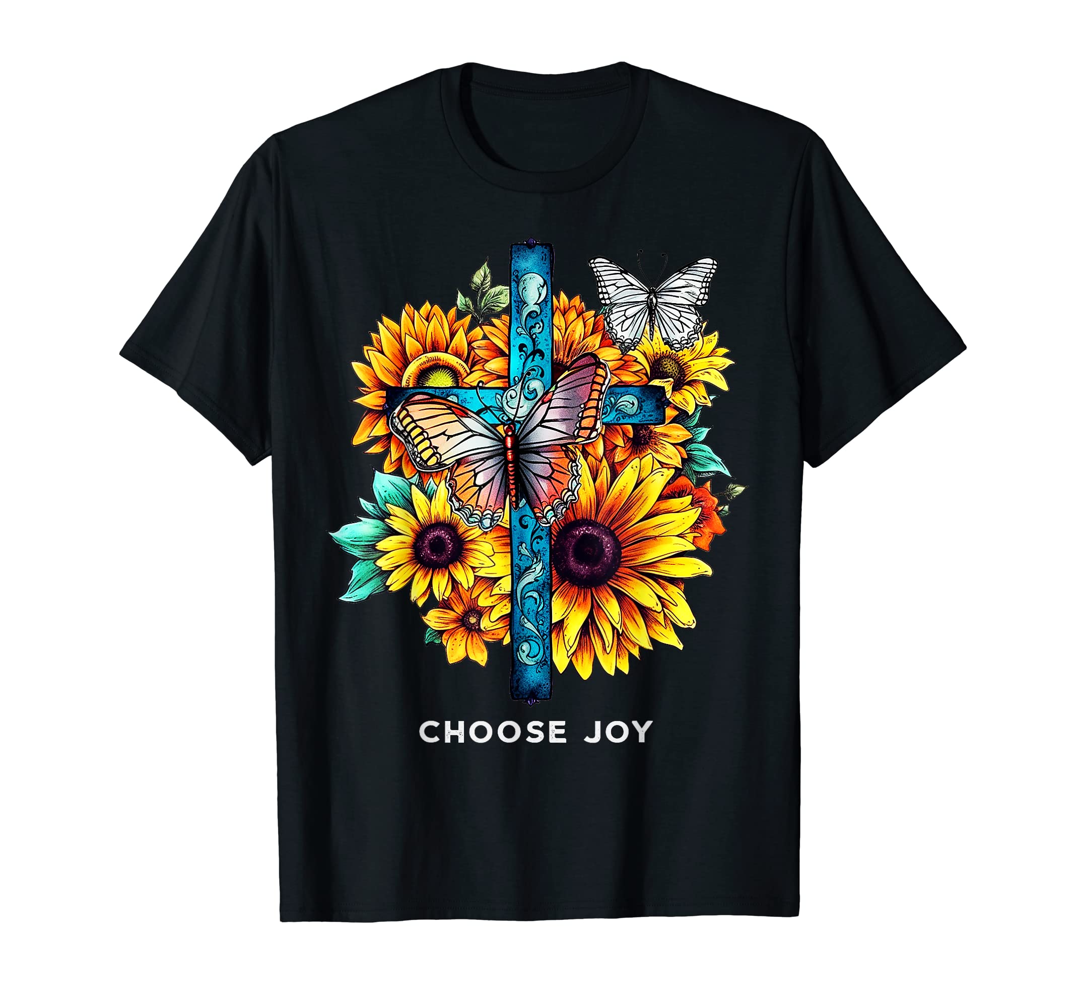 Choose Joy Cross Sunflowers T-Shirt - Unique Graphic for Adults - T-Shirt, Sweatshirt, Hoodie