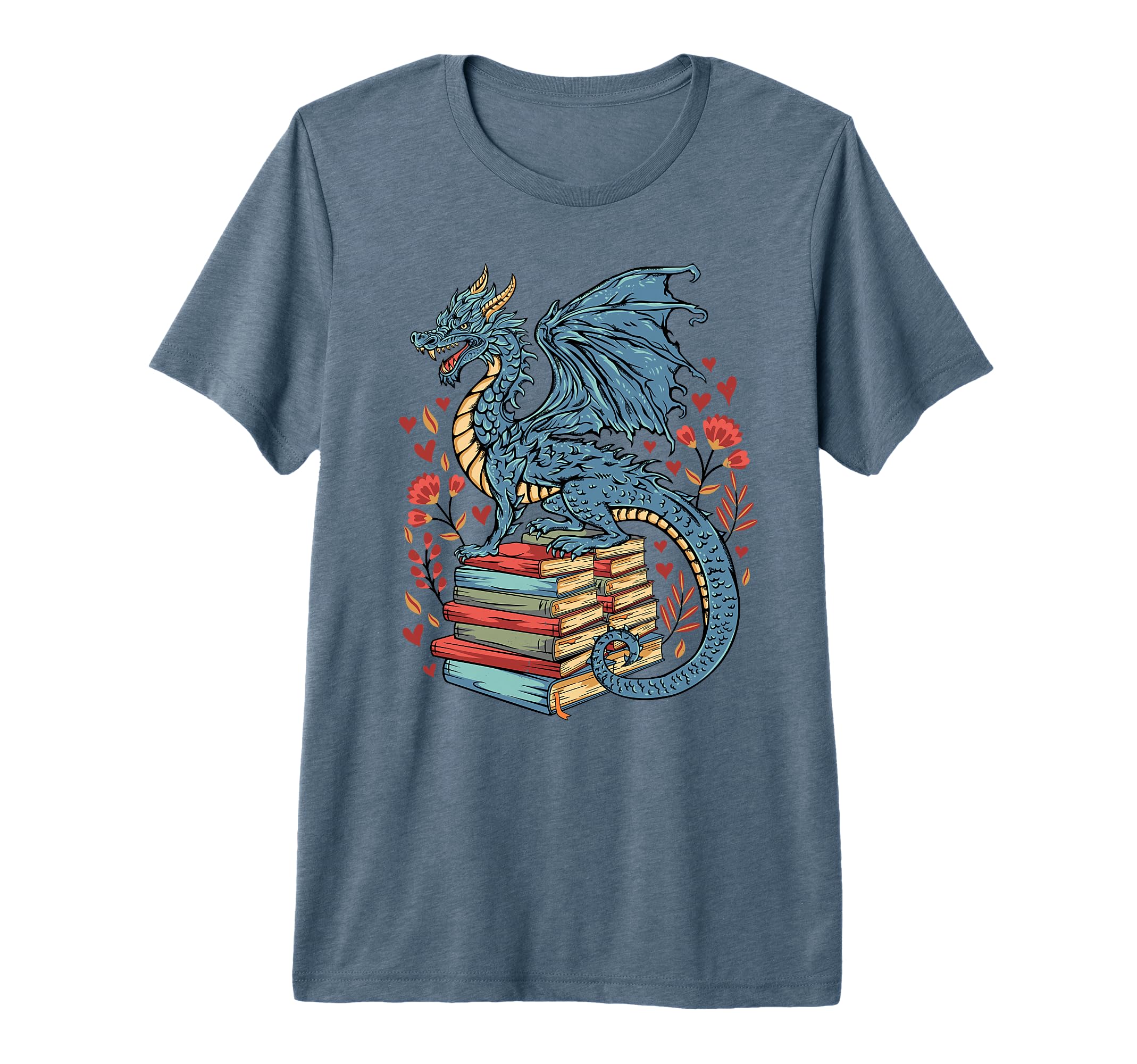 Dragon And Books Bookworm Reading T-Shirt - Fun Novelty Design for Adults - T-Shirt, Sweatshirt, Hoodie