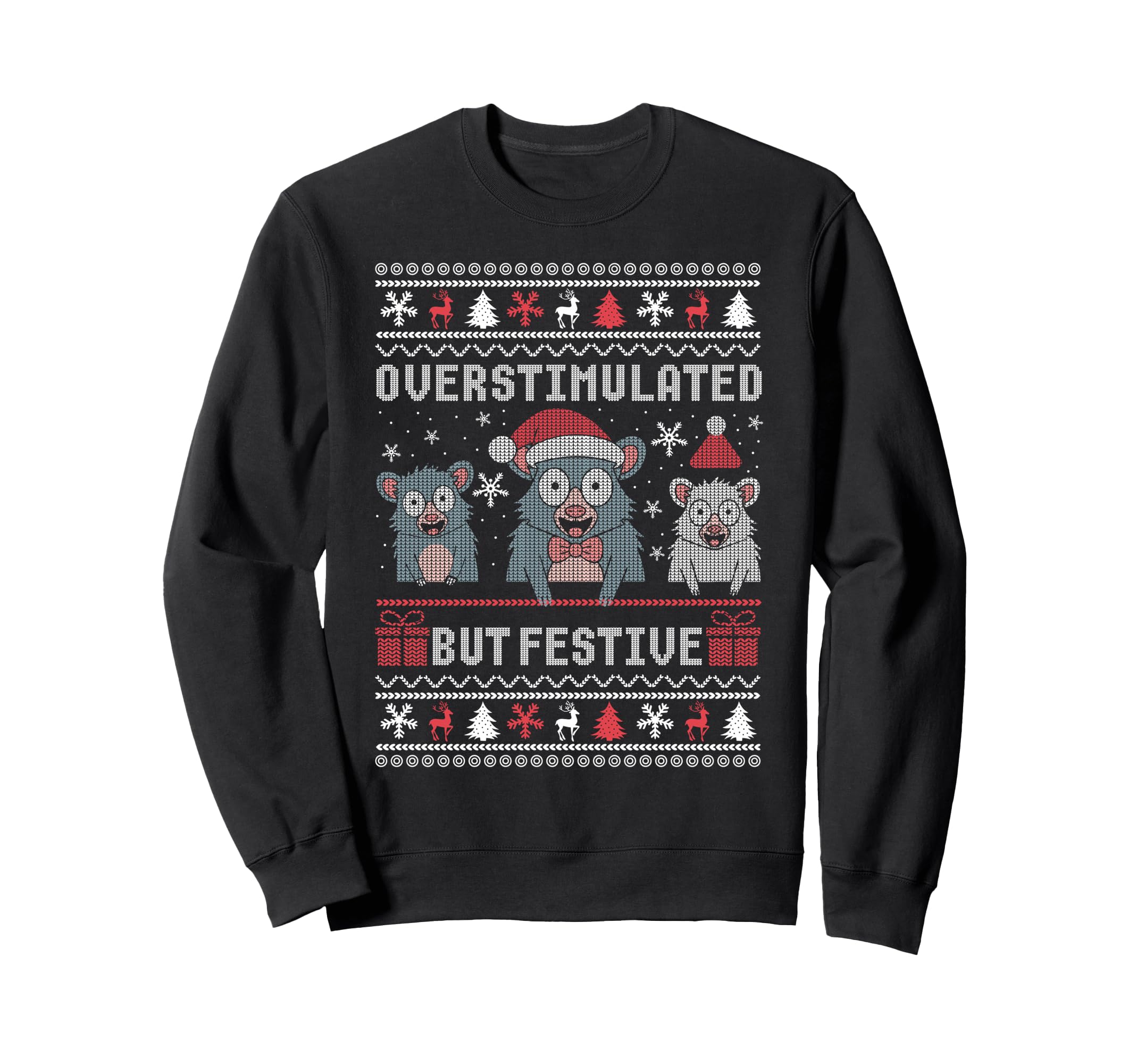Overstimulated But Festive Possum Sweatshirt - Minimalist Print Unisex - T-Shirt, Sweatshirt, Hoodie