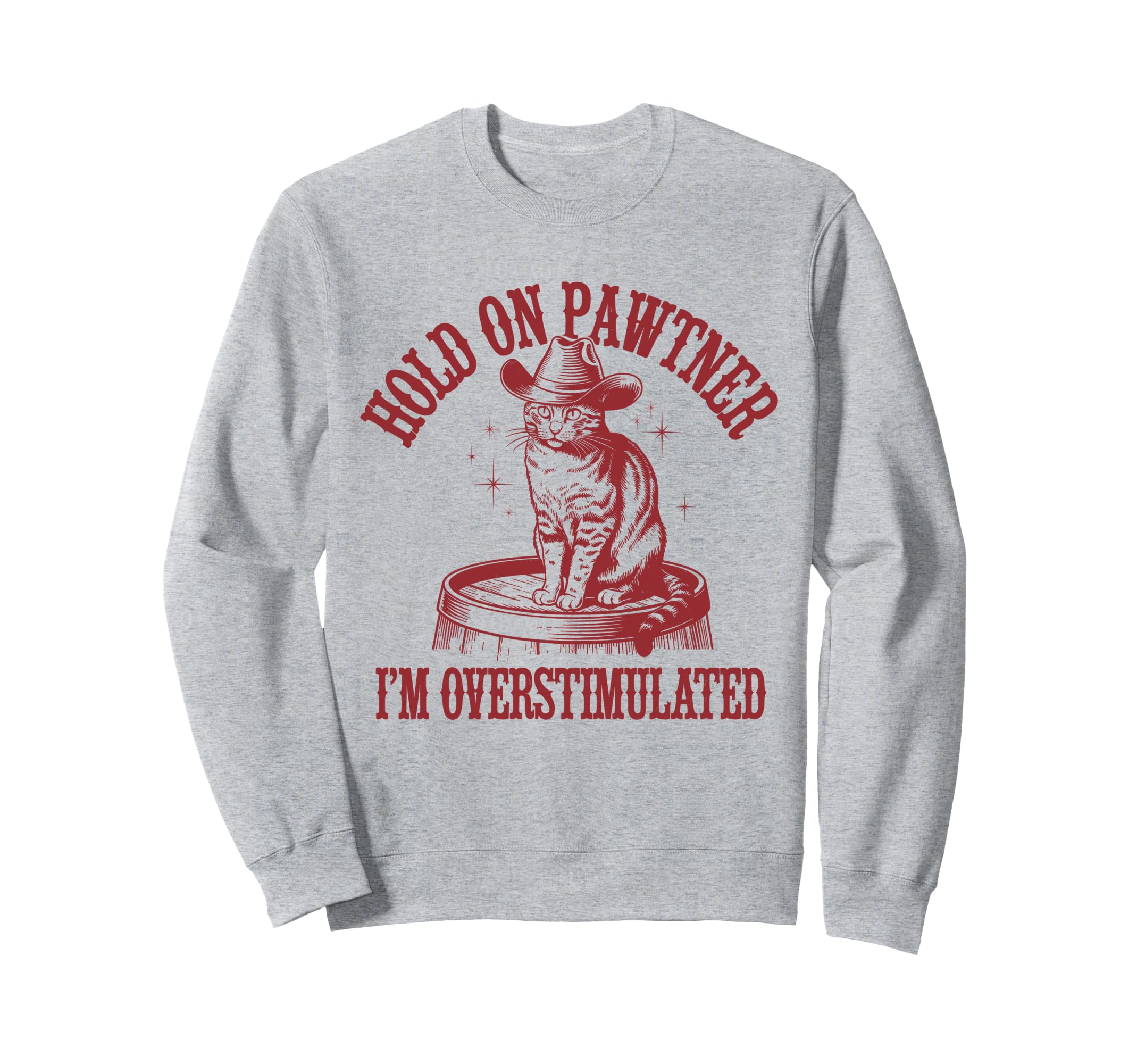 Hold Pawtner Im Overstimulated Cat Sweatshirt - Aesthetic Graphic Unisex - T-Shirt, Sweatshirt, Hoodie