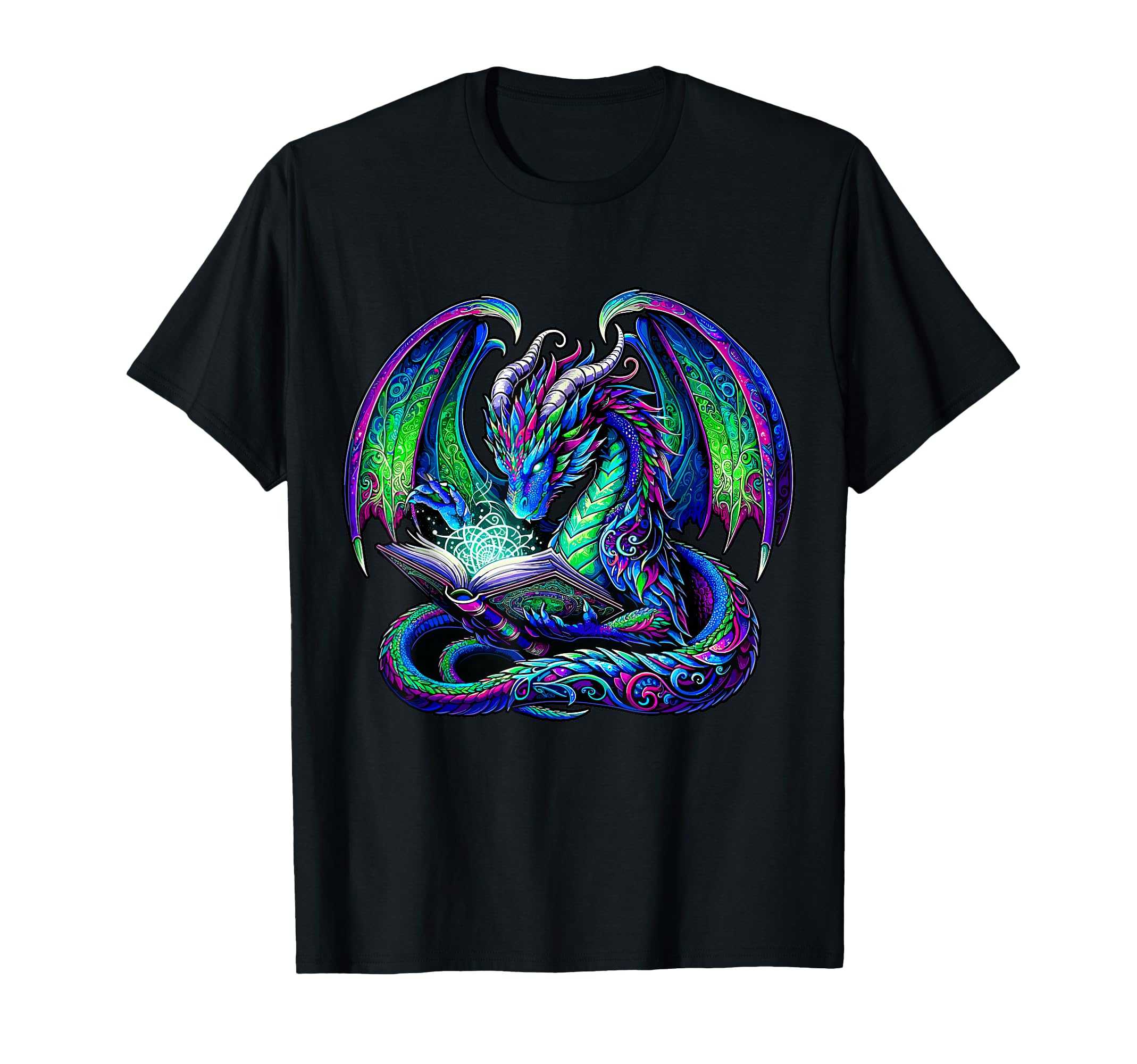 Book Dragon Reading Lover T-Shirt - Graphic Print for Adults - T-Shirt, Sweatshirt, Hoodie