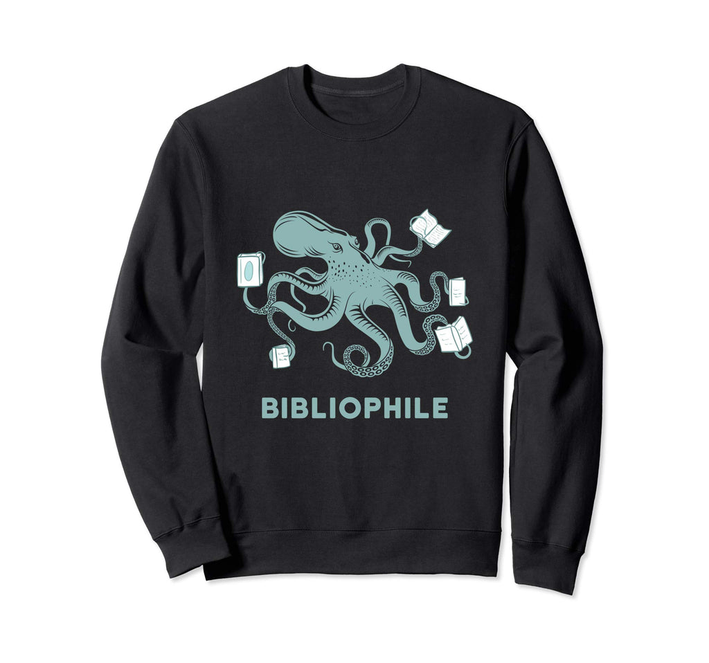 School Librarian Octopus Reading Book Sweatshirt - Unique Graphic Unisex - T-Shirt, Sweatshirt, Hoodie