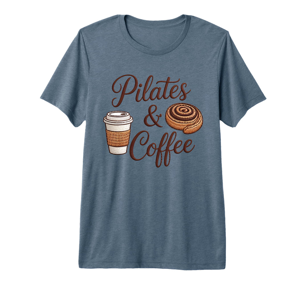 Pilates And Coffee Cinnamon Bun T-Shirt - Minimalist Print Men Women - T-Shirt, Sweatshirt, Hoodie