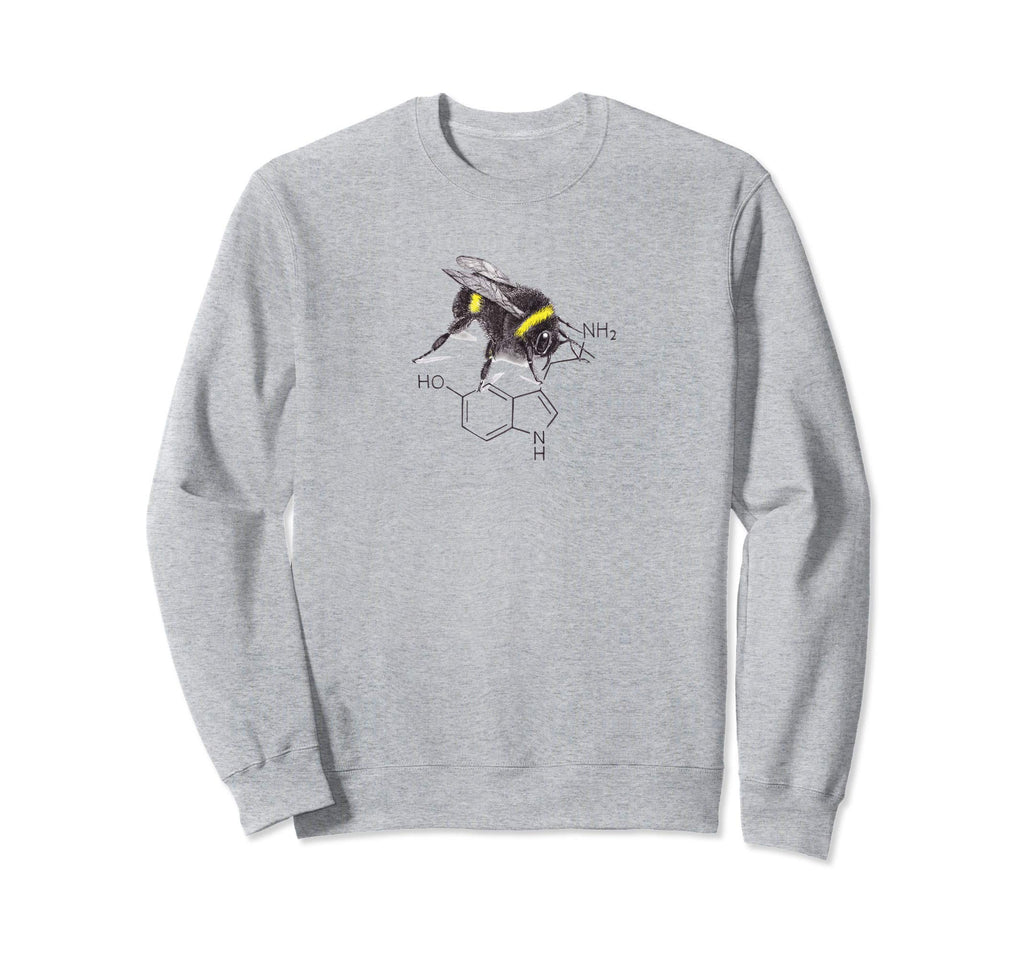 Bee Happy Serotonin Hand Drawn Sweatshirt - Minimalist Print for Adults - T-Shirt, Sweatshirt, Hoodie
