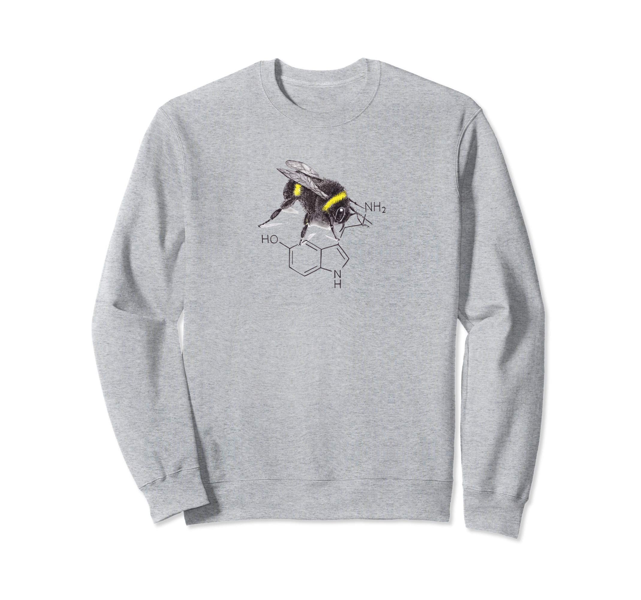 Bee Happy Serotonin Hand Drawn Sweatshirt - Minimalist Print for Adults - T-Shirt, Sweatshirt, Hoodie